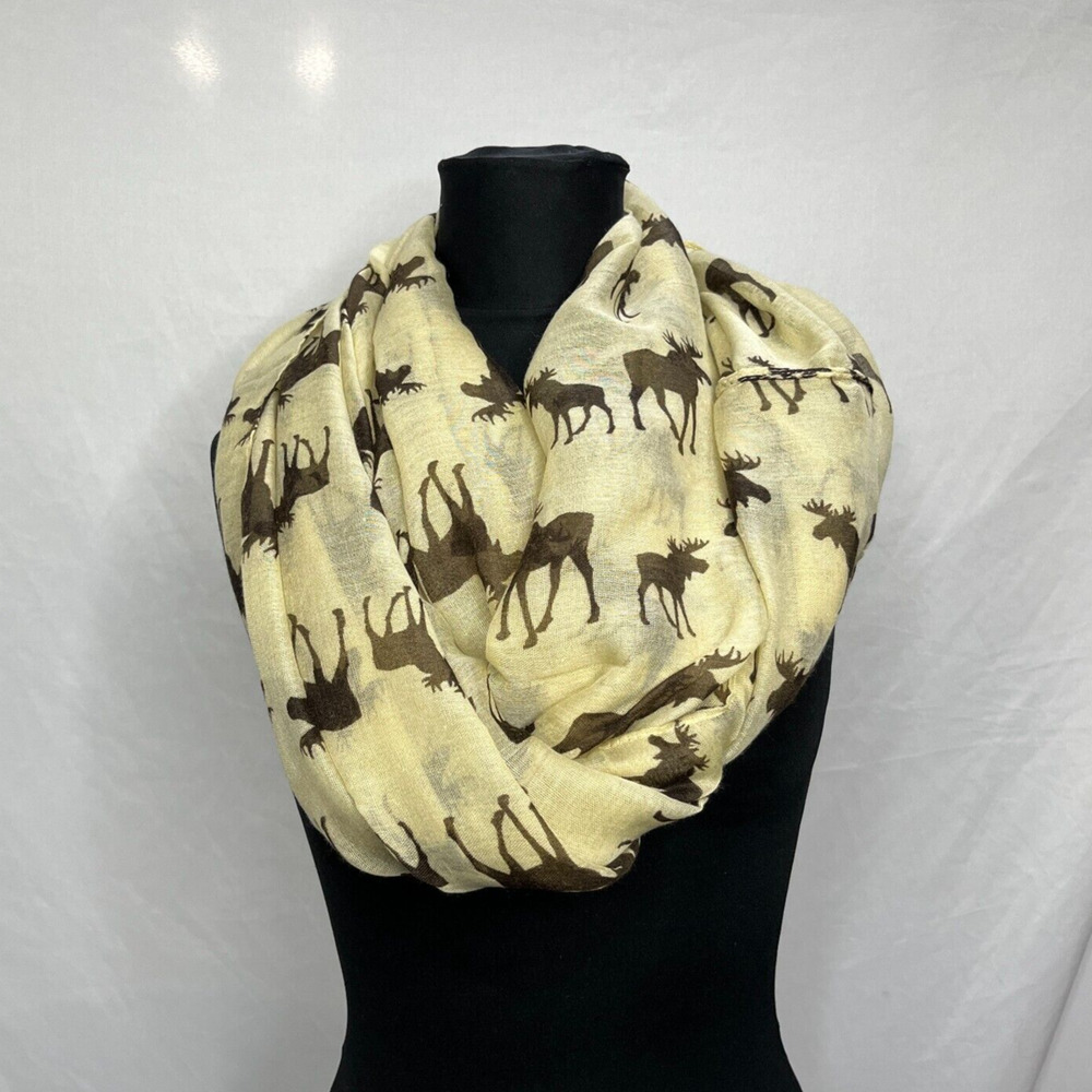 semi-sheer infinity scarf moose pattern extra wide 35.5" viscose